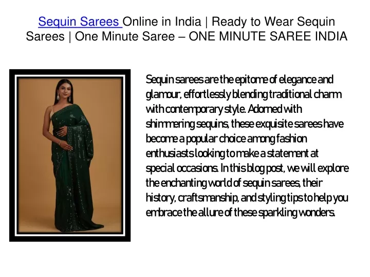 sequin sarees online in india ready to wear sequin sarees one minute saree one minute saree india