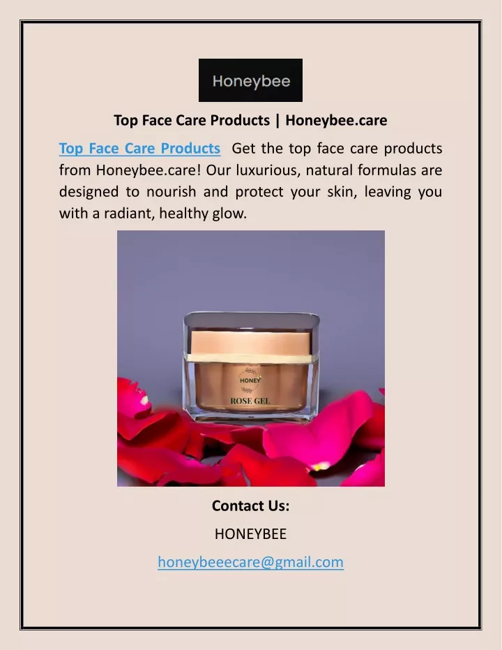 top face care products honeybee care