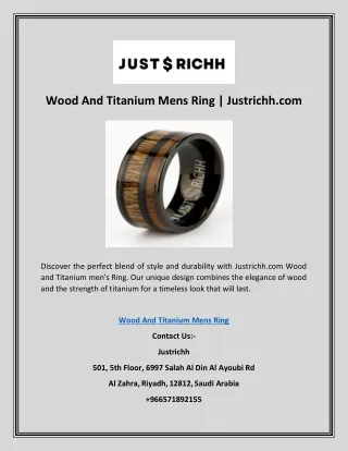 Wood And Titanium Mens Ring | Justrichh.com