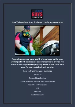 How To Franchise Your Business | thelocalguys.com.au