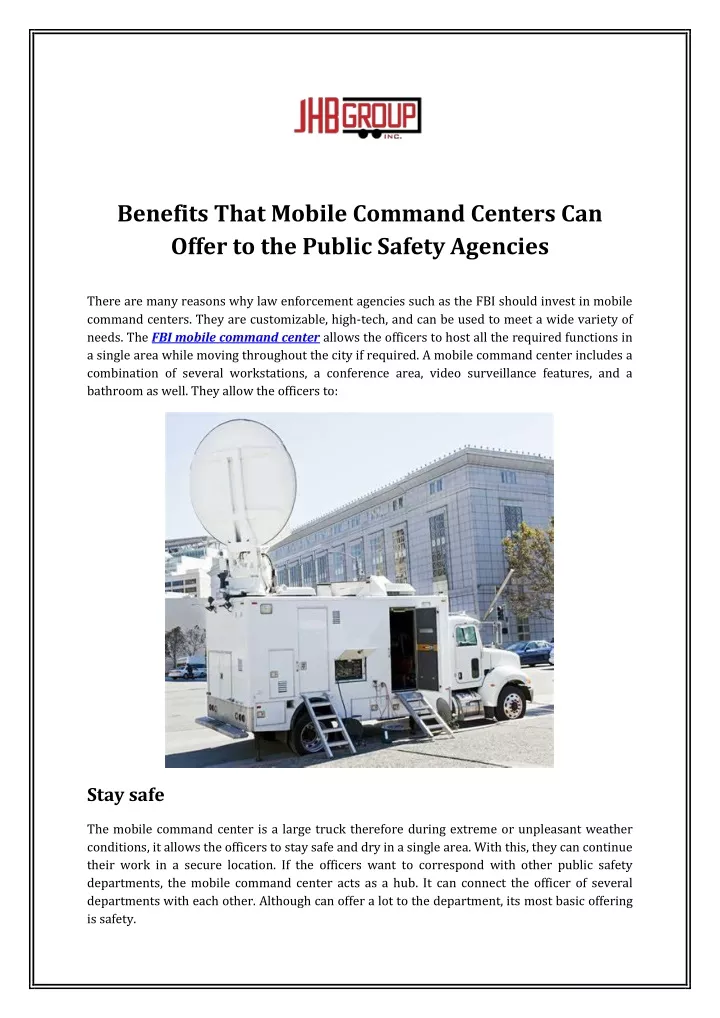 benefits that mobile command centers can offer