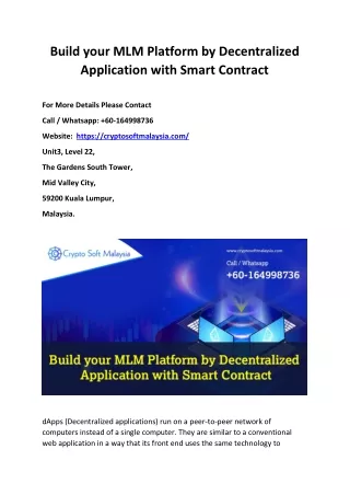 Build your MLM Platform by Decentralized Application with Smart Contract
