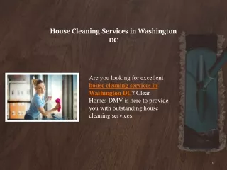 House Cleaning Services in Washington DC