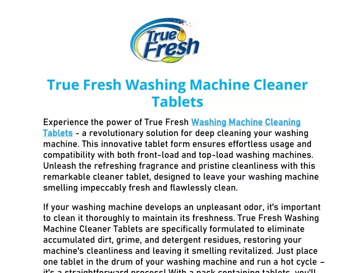 true fresh washing machine cleaner tablets