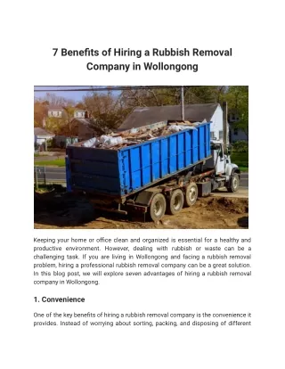 Clean and Clutter-Free_ 7 Benefits of Hiring a Rubbish Removal Company in Wollongong
