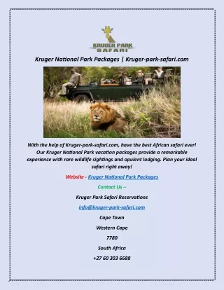 Kruger National Park Packages | Kruger-park-safari.com