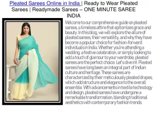 Pleated Sarees Online in India | Ready to Wear Pleated Sarees | Readymade Saree