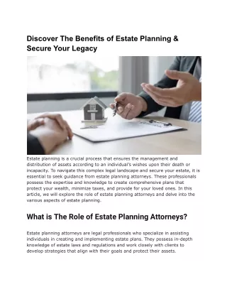 Discover The Benefits of Estate Planning & Secure Your Legacy