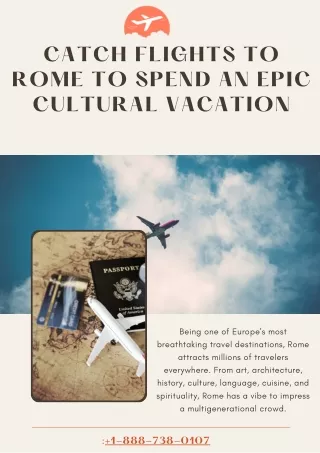 Book cheap flights to Rome || Call -  1-888-738-0107