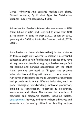 global adhesives and sealants market size share