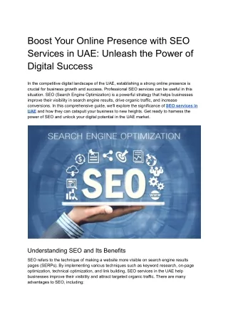 Best SEO Services in UAE Enhance Your Online Presence