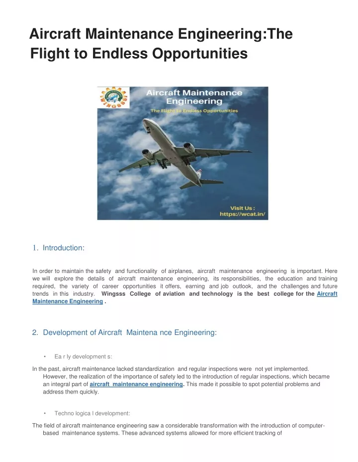 aircraft maintenance engineering the flight