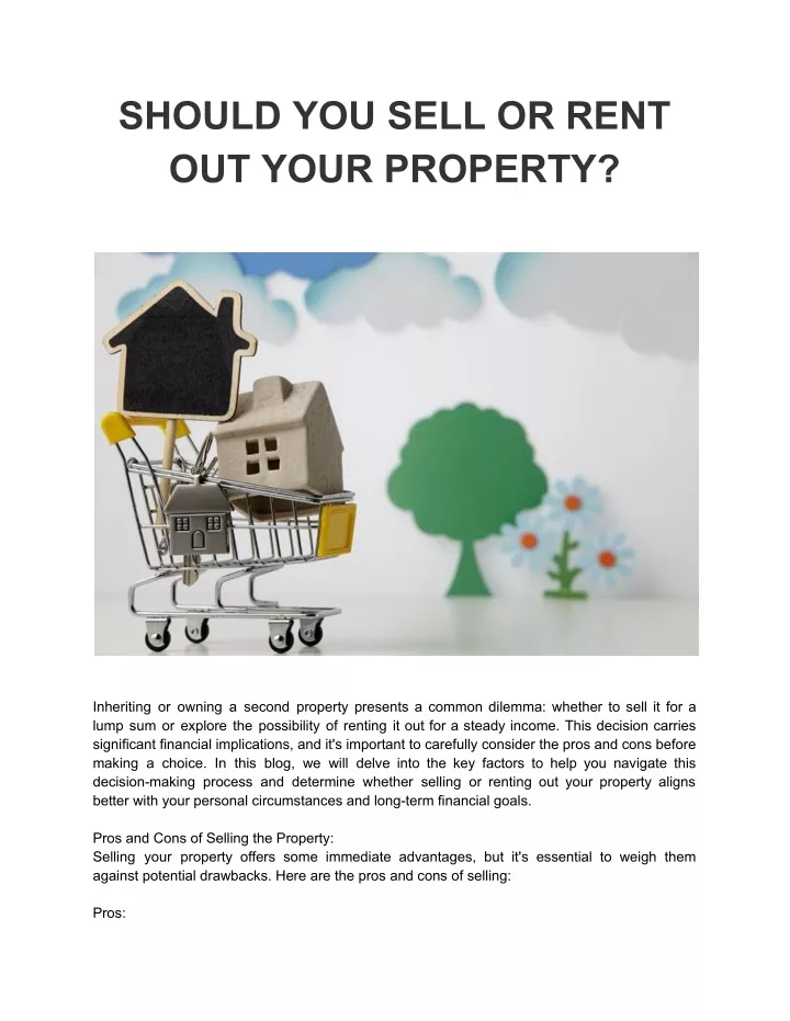 should you sell or rent out your property
