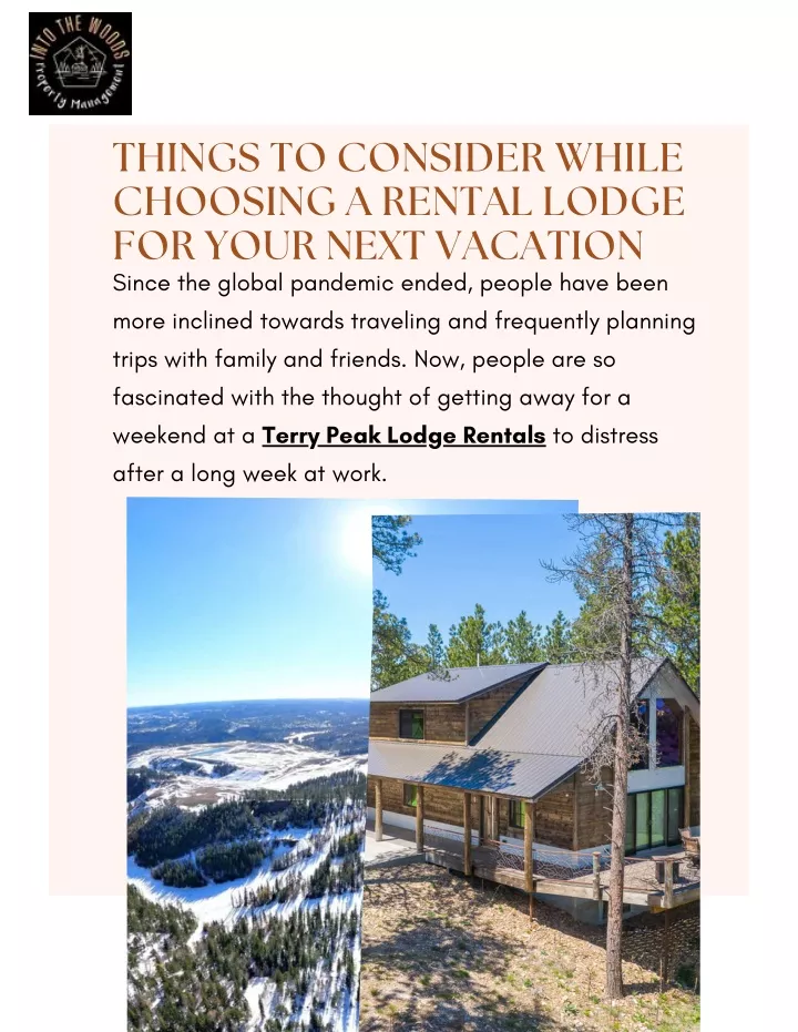 things to consider while choosing a rental lodge