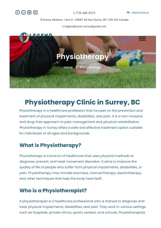 Achieve Optimal Physical Health with , Legend Physiotherapists in Surrey