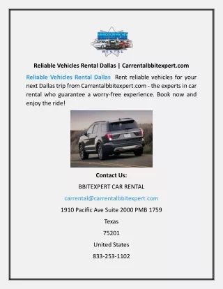 Reliable Vehicles Rental Dallas | Carrentalbbitexpert.com