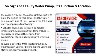 Six Signs of a Faulty Water Pump, It's Function & Location