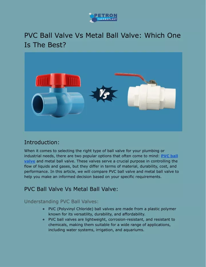pvc ball valve vs metal ball valve which