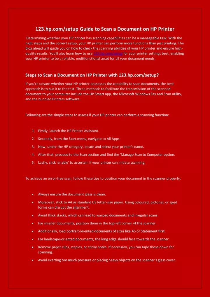 123 hp com setup guide to scan a document