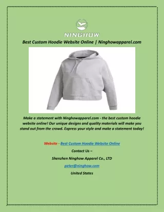 Best Custom Hoodie Website Online | Ninghowapparel.com