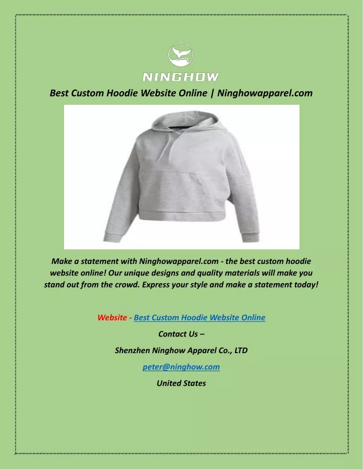 best custom hoodie website online ninghowapparel