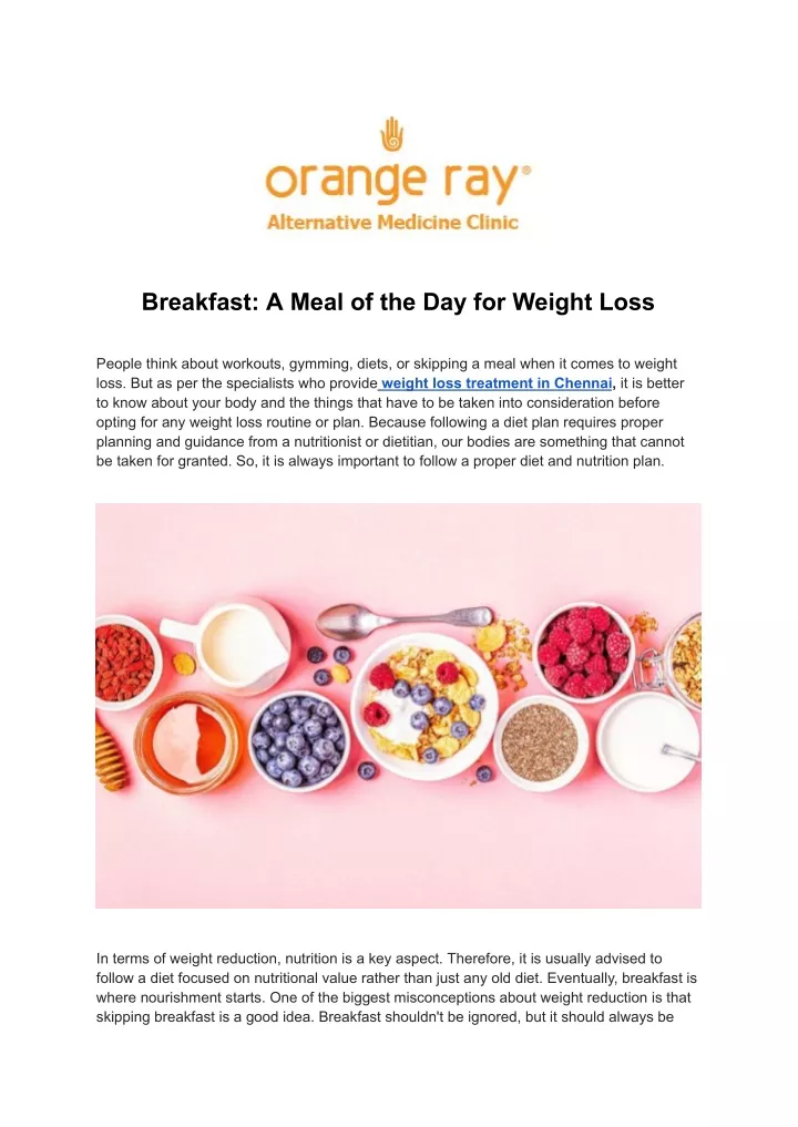 breakfast a meal of the day for weight loss