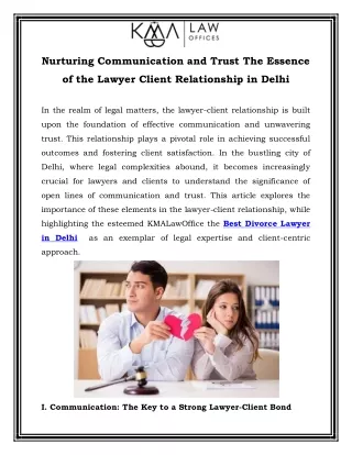 Nurturing Communication and Trust The Essence of the Lawyer Client Relationship in Delhi