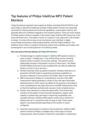 Top features of Philips IntelliVue MP2 Patient Monitors