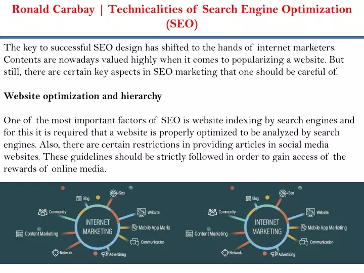ronald carabay technicalities of search engine