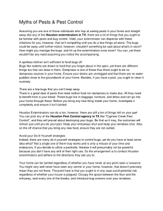 myths of pests pest control assuming