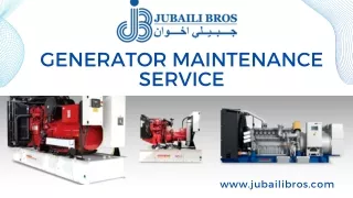 Generator Maintenance Service- Jubaili Bros