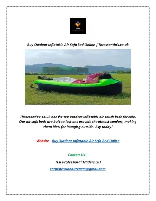 Buy Outdoor Inflatable Air Sofa Bed Online | Thressentials.co.uk