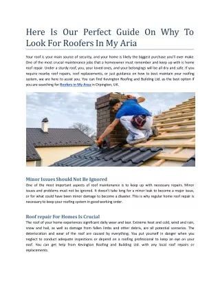 Here Is Our Perfect Guide On Why To Look For Roofers In My Aria.docx