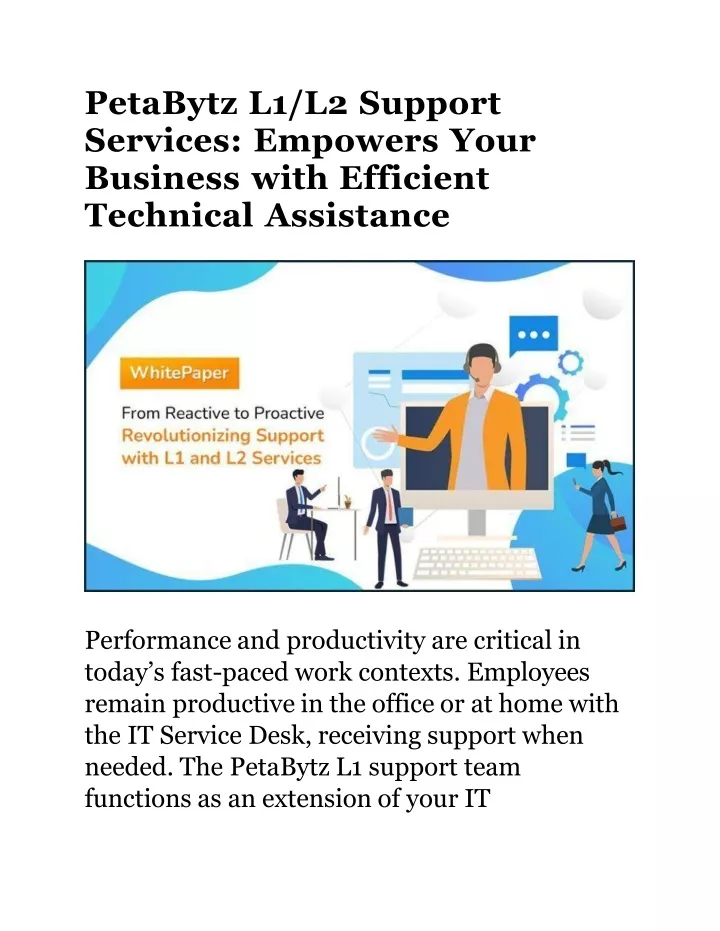 petabytz l1 l2 support services empowers your business with efficient technical assistance