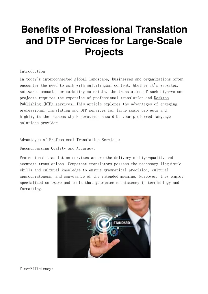 benefits of professional translation and dtp services for large scale projects