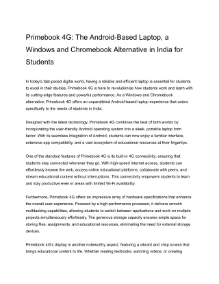 Primebook 4G The Android-Based Laptop, a Windows and Chromebook Alternative in India for Students