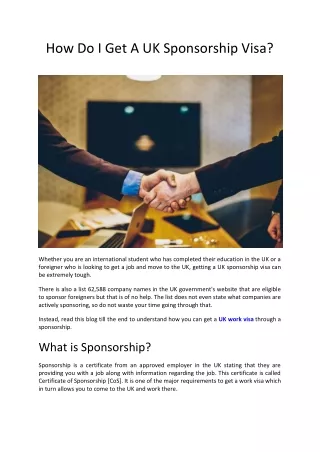 how do i get a uk sponsorship visa