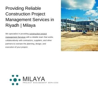 Providing Reliable Construction Project Management Services in Riyadh | Milaya