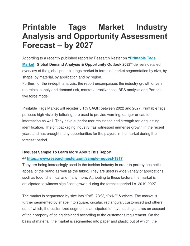 printable analysis and opportunity assessment