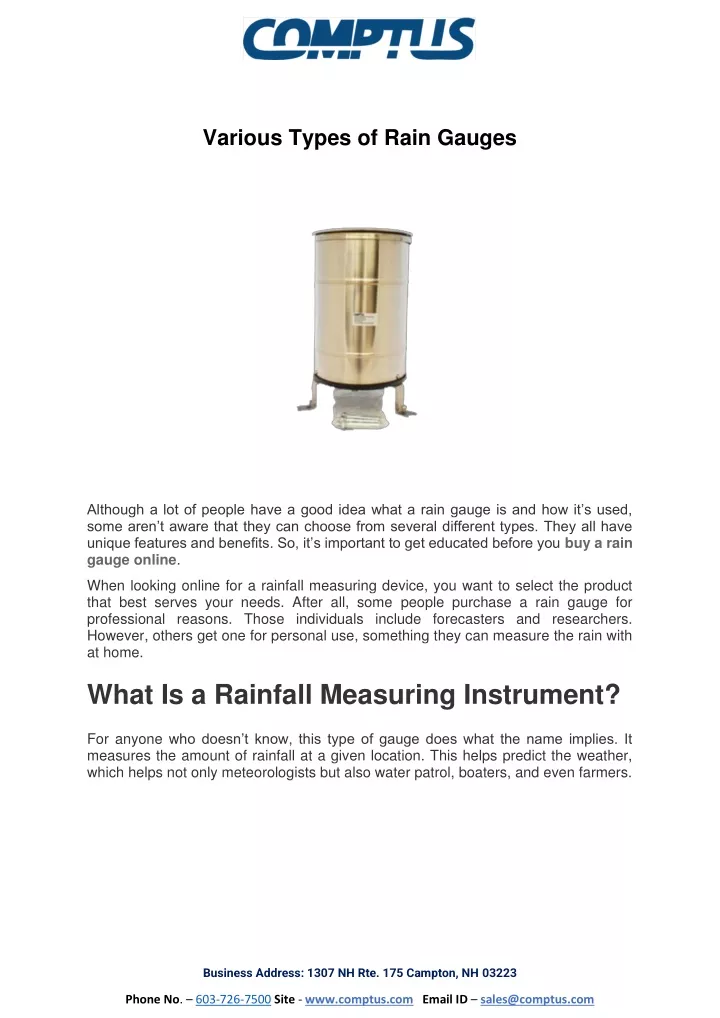 various types of rain gauges