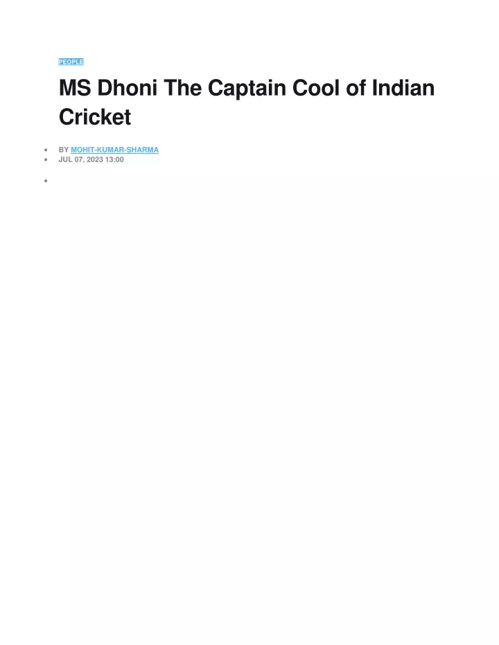 people ms dhoni the captain cool of indian cricket