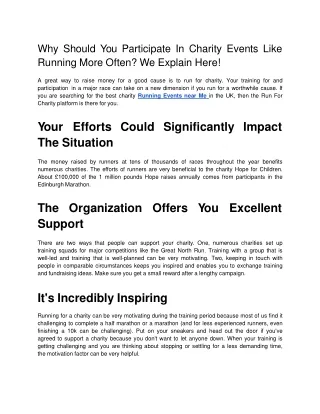 why should you participate in charity events like