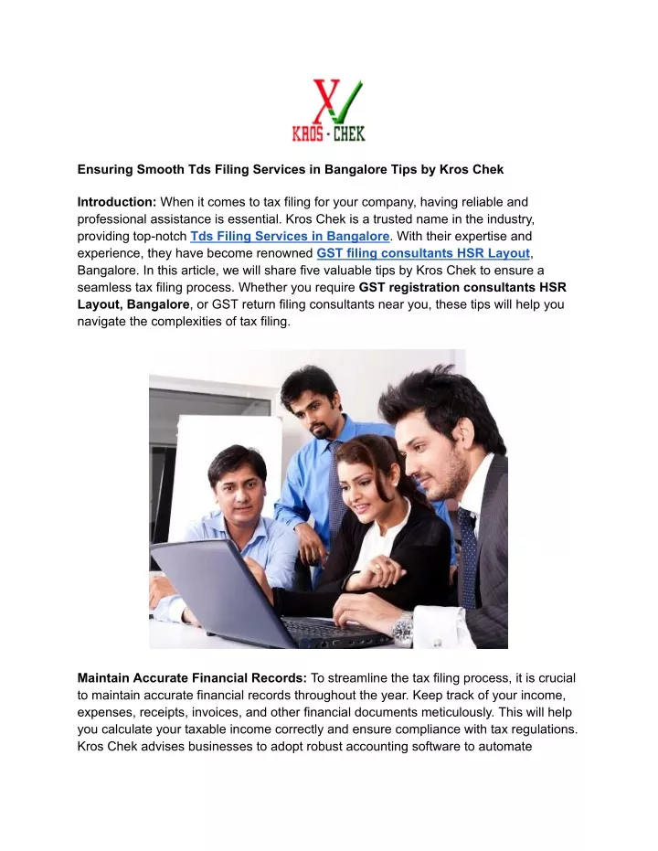 ensuring smooth tds filing services in bangalore