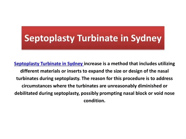 septoplasty turbinate in sydney