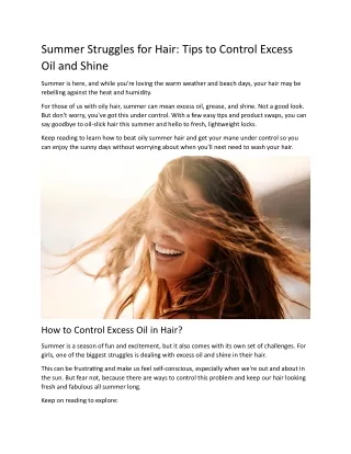 Summer Struggles for Hair Tips for Excess Oil and Shine