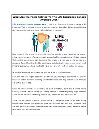 What Are the Facts Related To The Life Insurance Canada Average Cost?