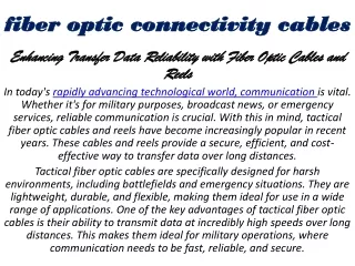 (01) fiber optic connectivity cables
