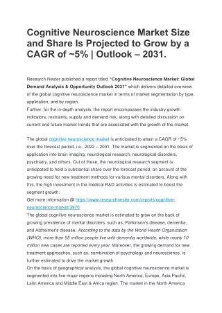 cognitive neuroscience market size and share