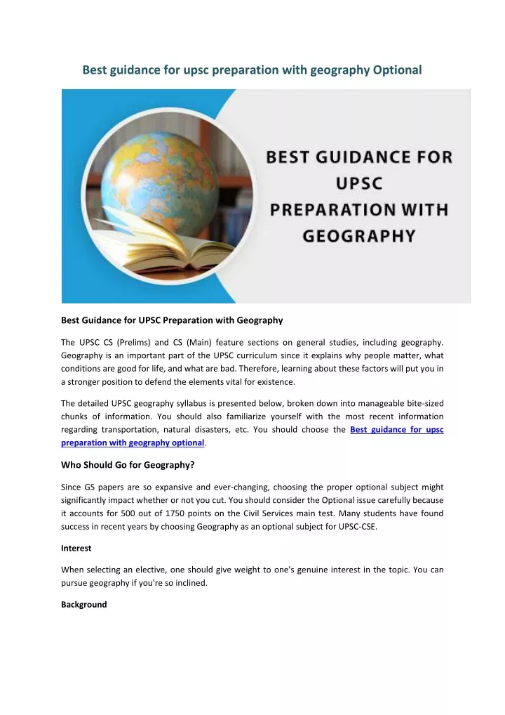 best guidance for upsc preparation with geography