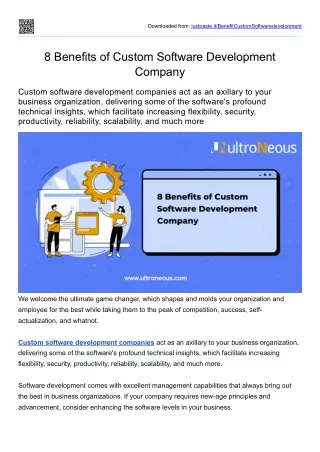 8 Benefits of Custom Software Development Company